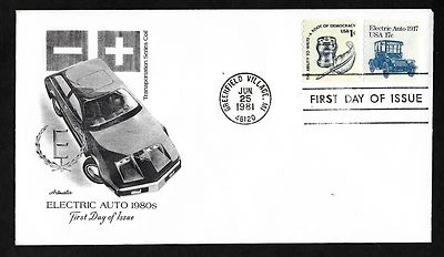 #1906  17c 1917 Electric Auto (1980 Model Cachet) Artmaster  FDC, Coil + #1581   - Image 1 of 2