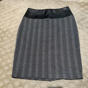 Calvin Klein Gray Black Faux Leather Panel High Waist Pencil Skirt. Sz 8. NEW! - Picture 1 of 10