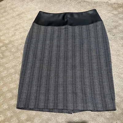 Calvin Klein Gray Black Faux Leather Panel High Waist Pencil Skirt. Sz 8. NEW! - Image 1 of 4