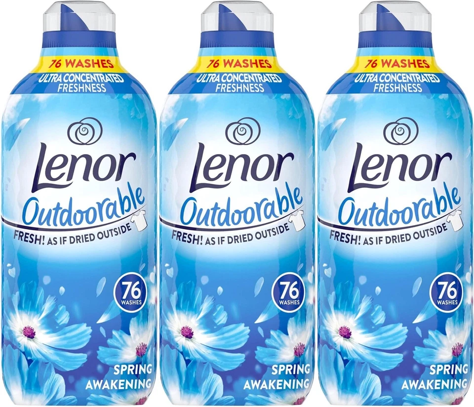 3x Lenor Outdoorable Laundry Clothes Conditioner 76 Washes - Spring Awakening - Image 1 of 1