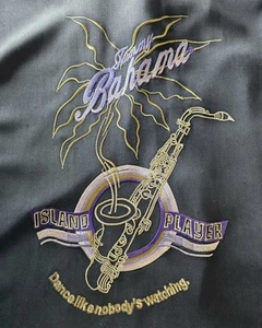Tommy Bahama shirt 2XL men black 100 % silk embroidered button up short sleeve - Picture 1 of 6