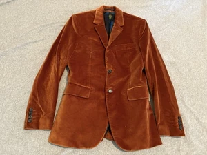 Paul Smith Velvet Burnt Orange 2 Button Blazer Jacket Mens 36 - Picture 1 of 7