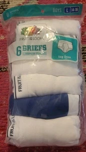 NEW Boys L 14 16 Fruit of the Loom 6 pack briefs tag free underwear youth - Picture 1 of 3
