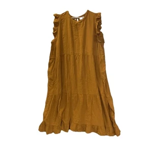 Universal Thread Cotton Maxi Dress 4X Side Pockets Flutter Ruffle Sleeve Mustard - Picture 1 of 11