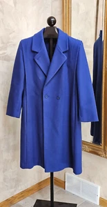 Womens  Wool Long Coat Size L Electric Blue Central Park NY VTG 80’s - Picture 1 of 23