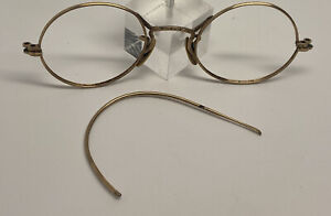 Antique Gold Filled Wire eyeglass With Celluloid Nose Pads Broken no Lens