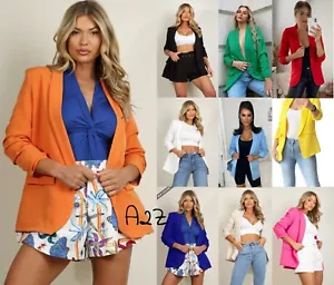 Womens Ruched Sleeve Fully Lined Blazer Collared Casual Ladies Formal Jacket Top - Picture 1 of 31