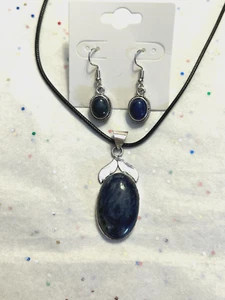 Sodalite 925 Silver Gemstone Pendant With Matching Earrings - Picture 1 of 6