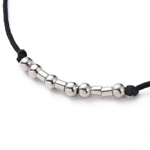Inspirational I Can Handcrafted Silver Black Unisex Morse Code Bracelet - Imagen 1 de 5