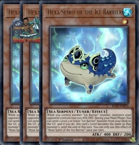 Yugioh! 3x Hexa Espíritu de la Barrera de Hielo BLTR-EN074 Ultra Raro 1ª Edición Casi Nuevo - Imagen 1 de 1