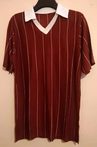 RARE 1970s GENERIC MATCH WORN MAROON WHITE FOOTBALL SHIRT # 5 L HEARTS SPARTA FC - Picture 1 of 5