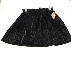Wonder Nation Girl’s Shiny Iridescent Black Pleated Lined Skirt Size XL PLUS - Picture 1 of 12