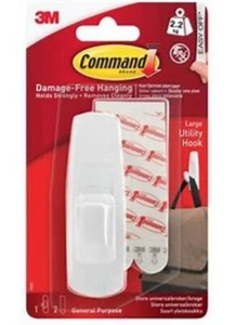 3M Command großer Allzweckhaken mit 2 großen Klebestreifen (x4) - Bild 1 von 1