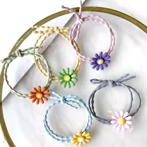 Elastic Rubber Band Hair Accessories Flower Hair Tie Ring Ponytail Hair Rope - Picture 1 of 19