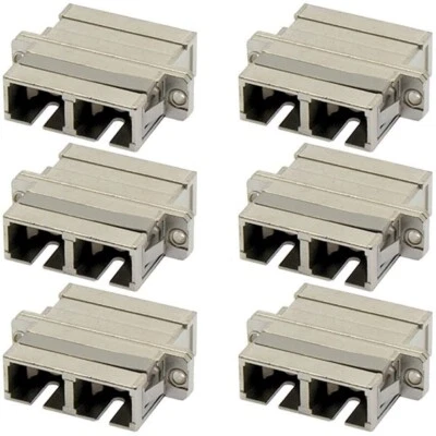6x SC-SC Connector Fiber Optic Multimode Duplex Coupler Coupling Adapter Metal - Image 1 of 2