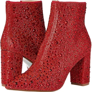 Betsey Johnson Cady Stiefel Strass rot Knöchel 6 Medium BHFO 2594, Absatz SB-CADY - Bild 1 von 9
