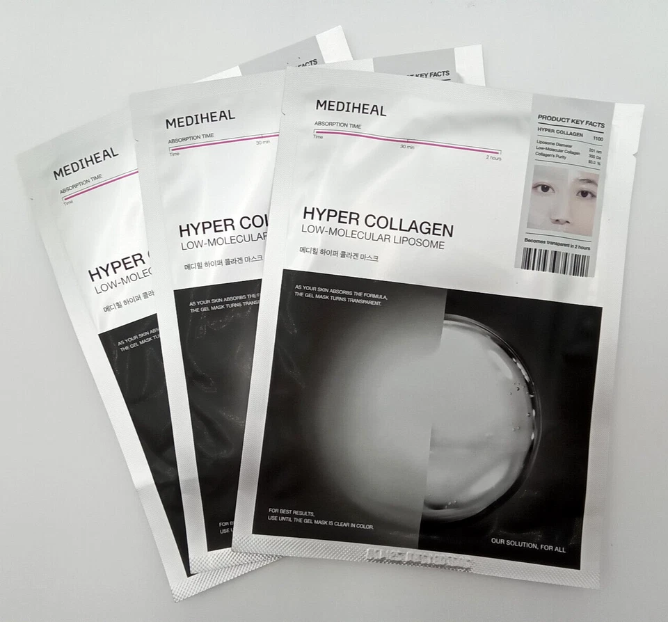 Lote de 3 - Mascarilla facial Mediheal Hyper Colágeno Liposoma de baja molécula, CADUCIDAD: 2027 Foto 1 de 3