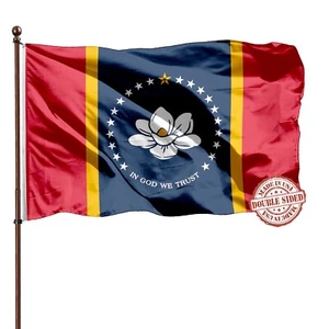 Double Sided New Mississippi State Flag 3x5 Outdoor- UV Fade Resistant- MS St... - Picture 1 of 7