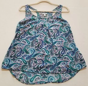 Old Navy Tank Top Women’s Medium M Paisley Sleeveless Scoop Neck Racerback Rayon - Picture 1 of 10