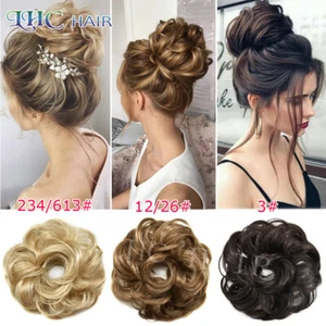 Women Curly Messy Rose Bun Hairpiece Elastic Potnytail Scrunchie Hair Extentions - Picture 1 of 45