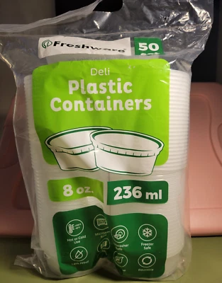 Freshware Food Storage Containers 50 Count 8 oz Plastic Deli Containers with Lid - Image 1 of 3