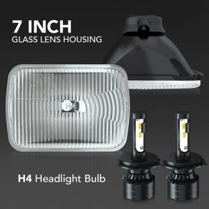 For 1980-1989 Subaru GL 7" Square Sealed Beam Glass HEADLIGHTs H4 Bulbs H6054 - Picture 1 of 12
