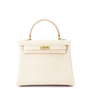 HERMES Kelly Retourne Size 25 Togo Leather Craie - Picture 1 of 8