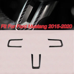 New 3PCS For Ford Mustang 15-17 Carbon Fiber Interior Steering Wheel Panel Trim - Imagen 1 de 6