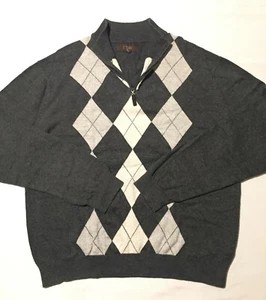 Tasso Elba 1/4 Zip Argyle Multi Color Men's Sweater 100% Cotton Size L - Picture 1 of 12