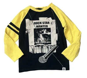 Mini Shatsu Unisex Kids Rock Star Wanted Microphone Long Sleeve Raglan Top 6 - Picture 1 of 4
