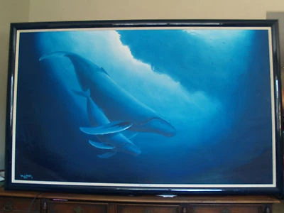 Pintura al óleo sobre lienzo firmada original de Robert Wyland "Mothers Love" Foto 1 de 4
