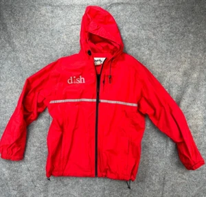 Chaqueta con Capucha Impermeable DISH Network Cintas Para Hombre Mediana Cremallera Completa, 3 Bolsillos - Imagen 1 de 7