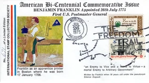 BENJAMIN FRANKLIN APPOINTED 1ST PM,   BOSTON, MA  1975  FDC20390 - Picture 1 of 1