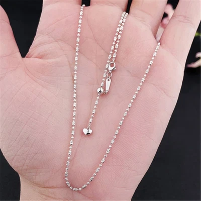 Pure Platinum 950 Chain 1.4mm Diamond-Cut Beads Adjust Link Necklace 6.5g 18in - Image 1 of 4