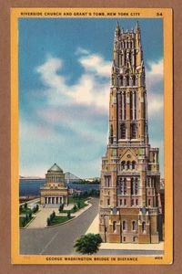 Postal de lino Riverside Church Grants Tomb New York City NY UNP - Imagen 1 de 2