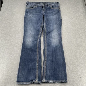 Y2K Silver Jeans Women's Size 14 x 32 Inseam Suki Bootcut Denim Pants Vintage - Picture 1 of 11
