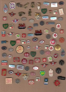 Vintage OIL FUEL PETROL Station Logo pin badges 1960s ESSO BP SHELL GULF Job Lot - Picture 1 of 1