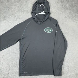 New York Jets Hoodie Shirt Mens XL Dri-Fit Grey Stripe Pullover Lightweight Nike - Picture 1 of 9