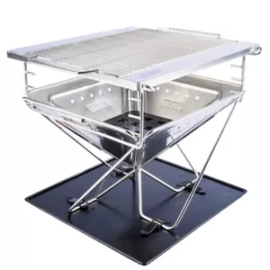 Adventure Kings Premium Stainless Steel Folding Firepit + Folding Firepit Grill - Picture 1 of 12