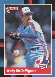FREE SHIPPING-MINT-1988 Donruss Montreal Expos Baseball Crd #380 Andy McGaffigan