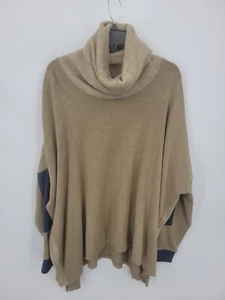 THML Anthropologie Sweater Womens Small Brown Colorblock Cowl Neck Beachy Boho - Picture 1 of 10