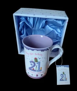 Bone China 21. Happy Birthday Tasse in Box Neu mit Etikett - Bild 1 von 2
