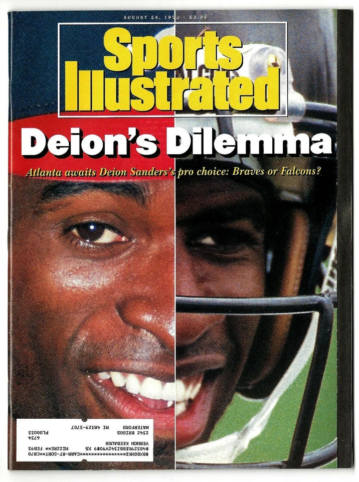 August 24, 1992 Deion Sanders Atlanta Falcons Braves Sports Illustrated - Image 1 of 1
