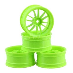 4pz Cerchio Ruota Plastica 52mm Dia 12 Raggi per RC 1:10 su Strada Auto Corsa Verde - Foto 1 di 5