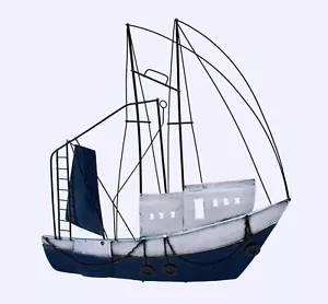 Wanddeko Schiff Fisch Kutter Segelboot Metall Boot Maritim Deko Skulptur Figur - Bild 1 von 1