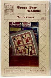 NEW 1989 Bears Paw Designs Santa Claus 8924 Wall Quilt Pattern Pieced Vntg 12163 - Bild 1 von 2