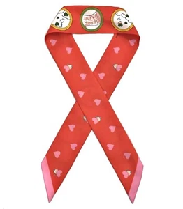 HERMES "TEA TIME" Red 100% Silk Twilly Scarf 34" Excellent Condition France - Picture 1 of 8