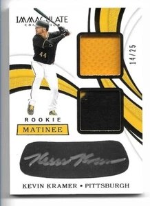 Kevin Kramer 2019 Panini Immaculate Rookie Matinee parche doble automático #/25 Piratas - Imagen 1 de 2