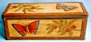 Vintage Biscuit Tin with Butterflies & Berries by W & R Jacobs & Co. Ltd - Picture 1 of 9