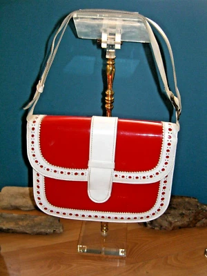 Vintage 1960's RED and white saddle shoe/ brogue purse - Image 1 of 3